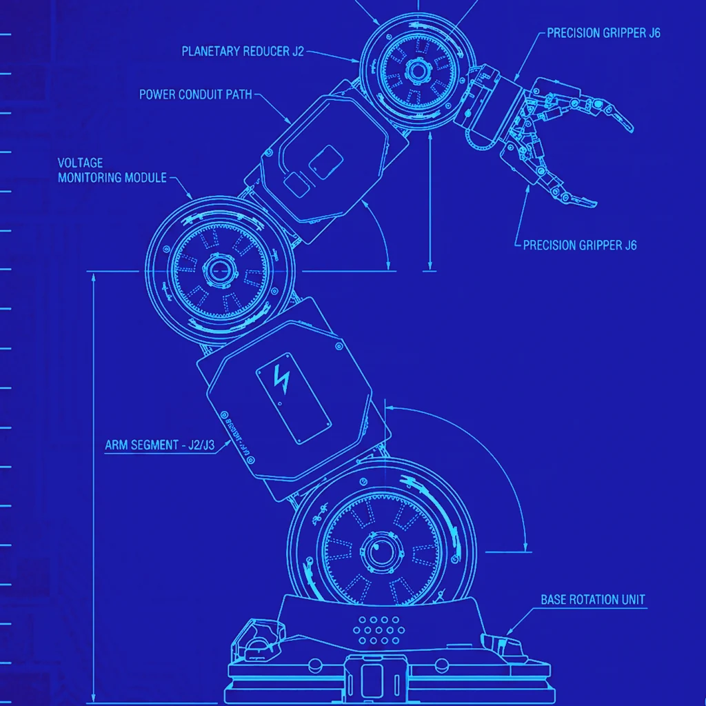 6-axis robot arm — engineering blueprint